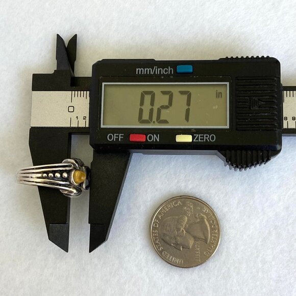 Sterling Silver 925 Cushion Cut Amethyst Double Citrine Wide Band Ring Sz 6.5 - Picture 14 of 16